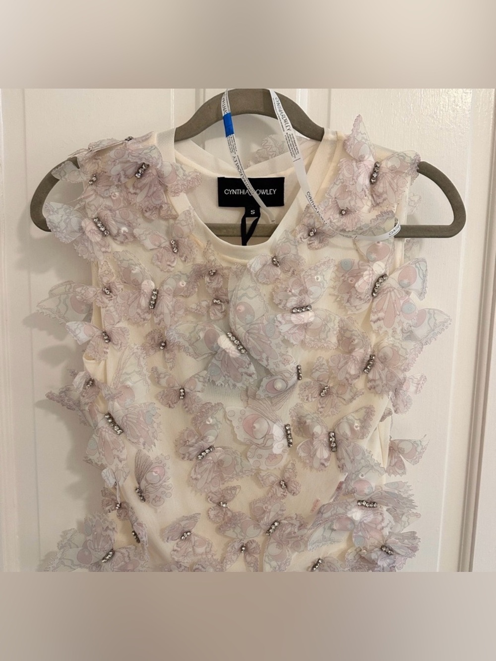 Cynthia Rowley Cream Floral Appliqué Sleeveless dress